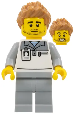cty1836 - LEGO minifigura F1 szerelő, tüsis hajjal