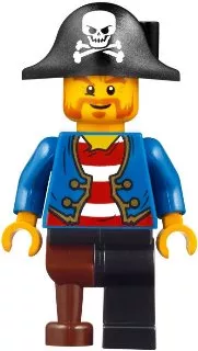 pi146 - LEGO Pirates Minifigura kalóz kék kabátban, falábbal, fekete kalóz kalapban