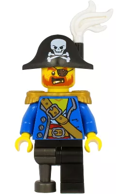 pi185 - LEGO Pirates Minifigura kalózkapitány koponyás kalózkalappal