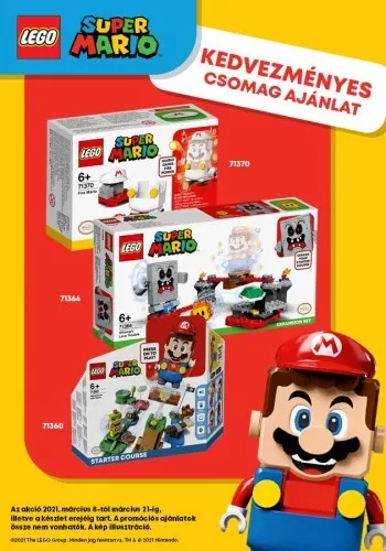 SM01 - LEGO Super Mario Mario kalandjai kezdőpálya 71360 + Whomp lávagalibája 71364 + Fire Mario szupererő csomag 71370
