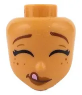 110361c28 - LEGO nugát Friends figura fej, csukott szemmel és kiöltött nyelvvel mosolygó mintával
