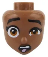110363c240 - LEGO közepes barna Friends figura fej fekete szemöldök, undorodott arc mintával