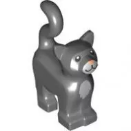 13786pb09c85 - LEGO sötétszürke álló cica, világosszürke folttal