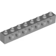 3702c86 - LEGO technic világos szürke kocka 1 x 8 méretű, lyukkal