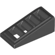 61409c11 - LEGO fekete kocka 18° lejtő 2 x 1 x 2/3 méretű 4 lyukkal