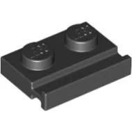 32028c11 - LEGO fekete lap 1 x 2 méretű, hosszanti sínnel