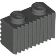 2877c85 - LEGO sötétszürke kocka 1 x 2 méretű csíkozott