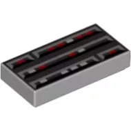 3069bps1c86 - LEGO világos szürke csempe 1 x 2 méretű, Star Wars computer mintával