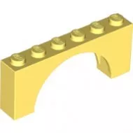 15254c103 - LEGO élénk világos sárga boltív 1 x 6 x 2 méretű alsó merevítő nélkül