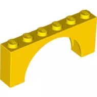 15254c3 - LEGO sárga boltív 1 x 6 x 2 méretű alsó merevítő nélkül