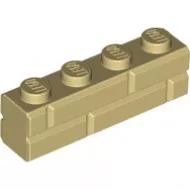 15533c2 - LEGO világos krémszínű (tan) kocka 1 x 4 méretű téglafal mintával
