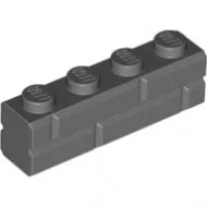15533c85 - LEGO sötétszürke kocka 1 x 4 méretű téglafal mintával