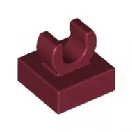 15712c59 - LEGO sötétpiros csempe 1 x 1 méretű klipsszel, lekerekített sarkokkal
