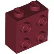22885c59 - LEGO sötétpiros kocka 1 x 2 x 1 2/3 méretű oldalán 4 bütyökkel