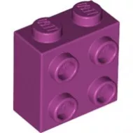 22885c71 - LEGO magenta kocka 1 x 2 x 1 2/3 méretű oldalán 4 bütyökkel