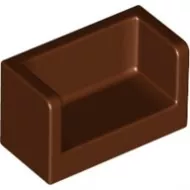 23969c88 - LEGO vörösesbarna fal 1 x 2 x 1 méretű, lekerekített sarkokkal, két szélén fallal