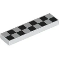 2431pb0905c1 - LEGO fehér csempe 1 x 4 méretű, fekete kockás mintával