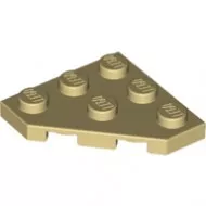 2450c2 - LEGO világos krémszínű (tan) lap 3 x 3 méretű, sarkán lecsapott