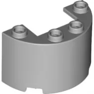 24593c86 - LEGO világosszürke félhenger 2 x 4 x 2 méretű, 1 x 2 kivágással