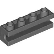 2653c85 - LEGO sötétszürke kocka 1 x 4 méretű, oldalán végig bevágva