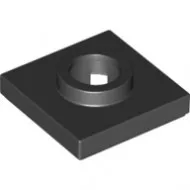 27448c11 - LEGO fekete csempe 1 x 2 méretű, nagy lyukkal