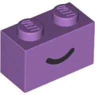 3004pb302c157 - LEGO közepes levendula kocka 1 x 2 méretű, mosoly mintával