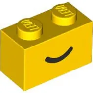 3004pb302c3 - LEGO sárga kocka 1 x 2 méretű, mosoly mintával