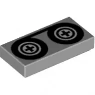 3069bp02c86 - LEGO világosszürke csempe 1 x 2 méretű magnószalag mintával