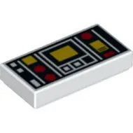 3069bpb0785c1 - LEGO fehér csempe 1 x 2 méretű, irányítópanel mintával