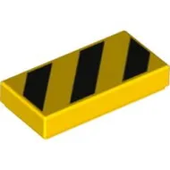 3069bpb1035c3 - LEGO sárga csempe 1 x 2 méretű veszélyt jelző fekete csíkokkal