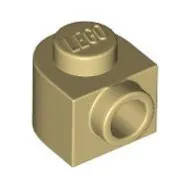 3386c2 - LEGO világos krémszínű (tan) kocka 1 x 1 x 2/3 méretű, kerek, oldalán 1 bütyökkel