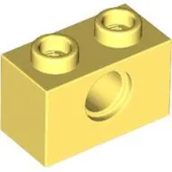 3700c103 - LEGO élénk világos sárga technic kocka 1 x 2 méretű, lyukkal