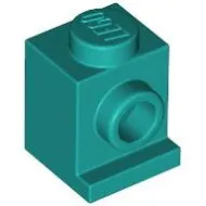 4070c39 - LEGO sötét türkiz kocka 1 x 1 méretű oldalán fordítóval - headlight