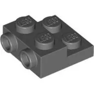 4304c85 - LEGO sötétszürke lap 2 x 2 x 2/3 méretű, 2 bütyökkel az oldalán, üreges aljjal