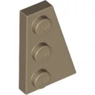43722c69 - LEGO sötét krémszínű lap 3 x 2 méretű, lecsapott, jobbos