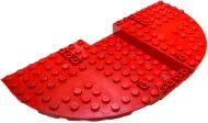 5100c5 - LEGO piros jármű alváz 20 x 10 x 1 1/3 méretű, íves sarkakkal, 4 x 9 méretű süllyesztett lyukas résszel