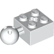 57909bc1 - LEGO fehér technic 2 x 2 kocka golyó csatlakozóval és tengely foglalattal, a golyón hat lyukkal
