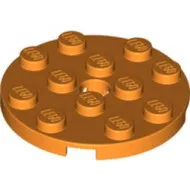 60474c4 - LEGO naranacssárga lap 4 x 4 méretű, kerek lyukkal a közepén