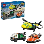60505 - LEGO City - Repülőgép, emelőkosaras kocsi és légpárnás jármű remix