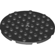 74611c11 - LEGO fekete lap kerek, 8 x 8 méretű, középen lyukkal