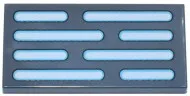 87079pb1570c85 - LEGO sötétszürke csempe 2 x 4 méretű, fehér és közép azúr csíkokkal
