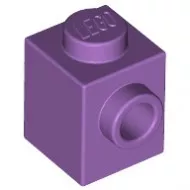 87087c157 - LEGO közepes levendula kocka 1 x 1 méretű oldalán 1 bütyökkel