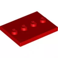 88646c5 - LEGO piros csempe 3 x 4 méretű, 4 bütyökkel a közepén