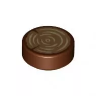 98138pb042c88 - LEGO vörösesbarna csempe 1 x 1 méretű, kerek, farönk mintával