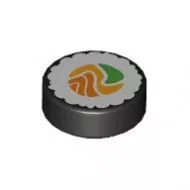 98138pb261c11 - LEGO fekete csempe 1 x 1 méretű, sushi tekercs mintával