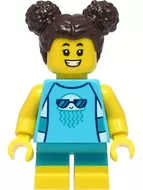 cty1386 - LEGO minifigura kislány medúzás felsőben
