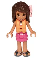 frnd505 - LEGO Friends Andrea minifigura, sötét türkiz felsőben, mentőmellényben