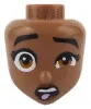 110363c240 - LEGO közepes barna Friends figura fej fekete szemöldök, undorodott arc mintával