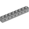 3702c86 - LEGO technic világos szürke kocka 1 x 8 méretű, lyukkal