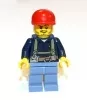 cty333 - LEGO bányász minifigura sötétkék ingben és piros sapkában